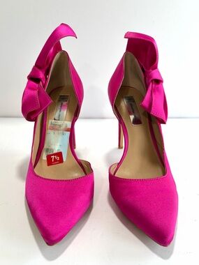 🎀 INC International Concepts Hot Pink Satin Bow Heels Stilettos Pumps 🎀